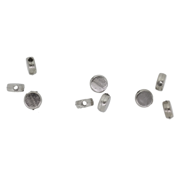 METAL PLATED PLASTIC / CCB BEADS - DISK - 6x2.5mm NICKEL - 50g Hole-1.6mm (770pcs.)