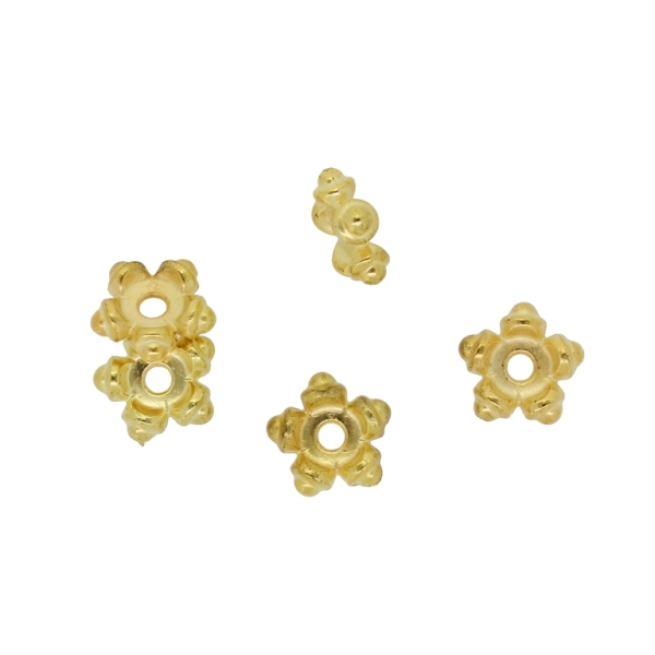 METAL PLATED PLASTIC / CCB BEADS - FLOWER SEPARATOR 01 - 11mm GOLD - PACKAGE 250g Hole-2.5mm (1280pcs.)