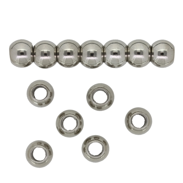 METAL PLATED PLASTIC / CCB BEADS - BALL - 9.5x11.5mm NICKEL - 50g Hole-5.8mm (70pcs.)