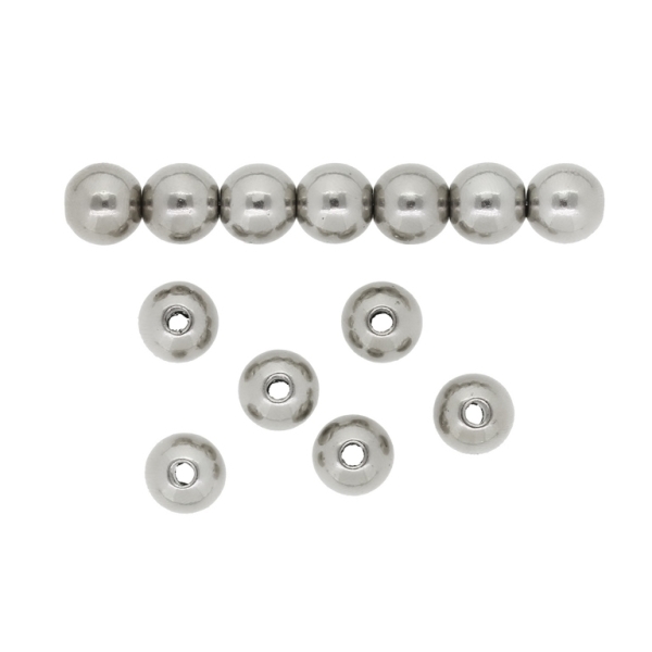 METAL PLATED PLASTIC / CCB BEADS - BALL - 10mm NICKEL - 50g Hole-2.8mm (100pcs.)