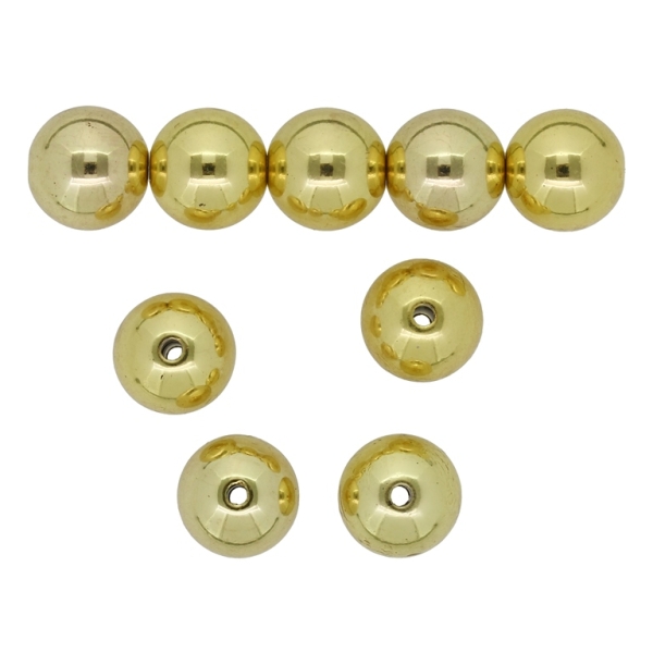 METAL PLATED PLASTIC / CCB BEADS - BALL - 14mm GOLD - 50g Hole-2.4mm (33pcs.)