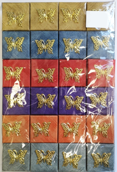 RING BOX - 5x5x3.5cm - BUTTERFLY 01 - MIX COLORS - PACKAGE 24pcs.