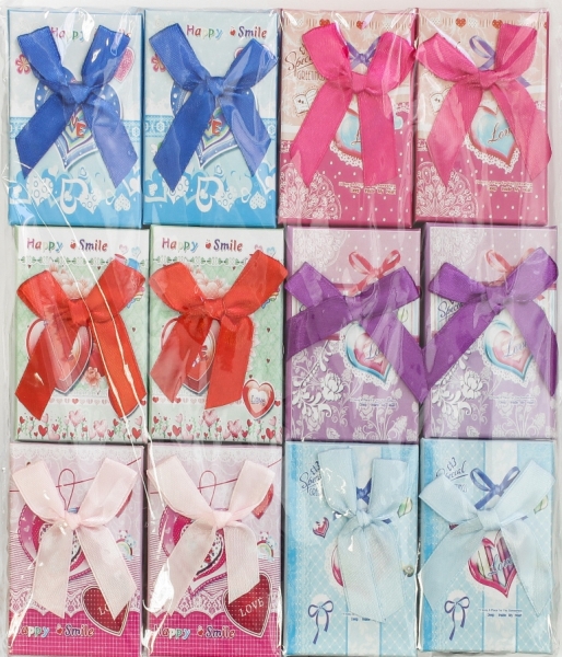 GIFT BOX FOR SET - 5x8x2.5cm - RIBBON 09 - MIX COLORS - PACKAGE 24pcs.