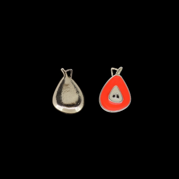 METAL BEADS WITH ENAMEL - UV - PENDANT - PEAR 01 - 13x19x3mm GOLD AND ORANGE - 2pcs. Hole-1.7mm