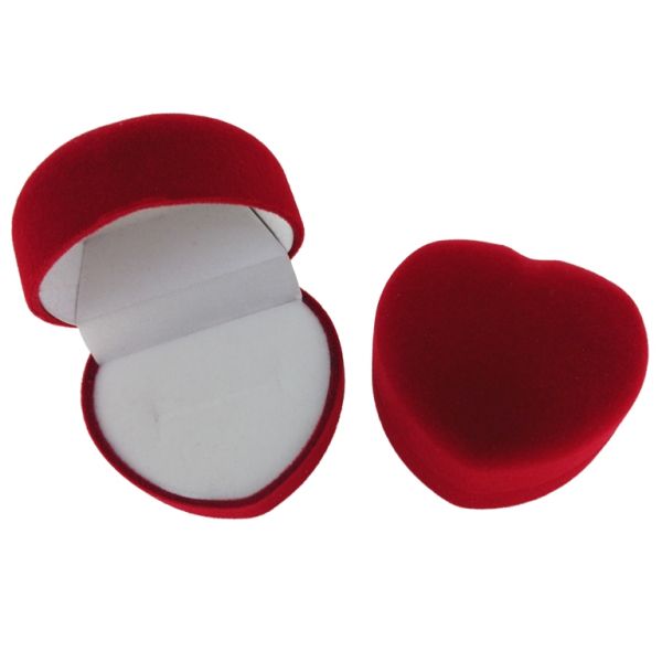 КУТИЯ ПОДАРЪЧНА ЗА ПРЪСТЕН - 5.1х4.5х3.8см - СЪРЦЕ ОТ КАДИФЕ 02 - ЧЕРВЕНО - ПАКЕТ 12 бр.