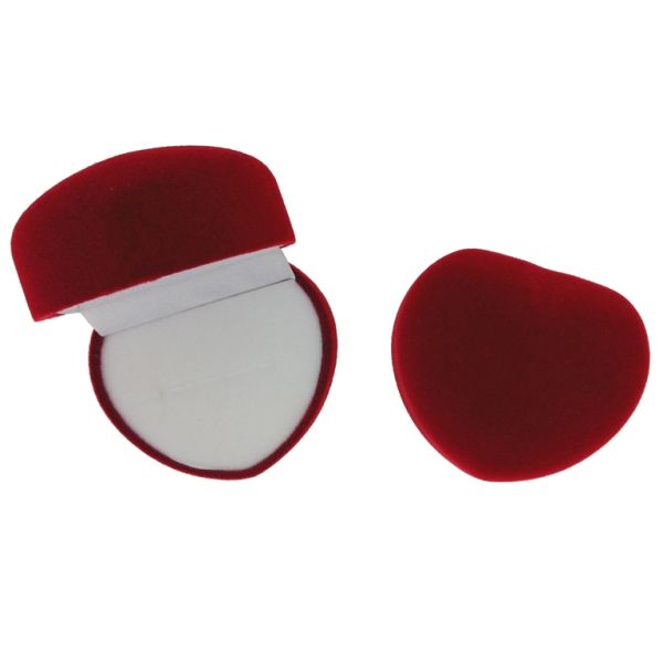 КУТИЯ ПОДАРЪЧНА ЗА ПРЪСТЕН - 5.1х4.5х3.8см - СЪРЦЕ ОТ КАДИФЕ 02 - ЧЕРВЕНО - ПАКЕТ 12 бр.