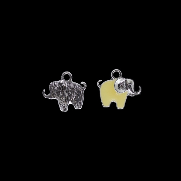 METAL BEADS WITH ENAMEL - UV - PENDANT - ELEPHANT 05 - 18x16x2mm NICKEL AND YELLOW - PACKAGE 40pcs. Hole-2.5mm