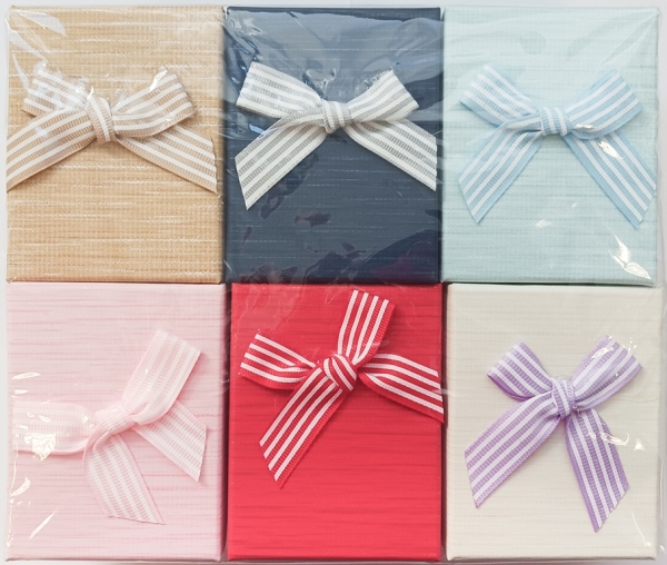 GIFT BOX FOR SET - 7x9x3cm - RIBBON 07 STRIPED - MIX COLORS - PACKAGE 12pcs.