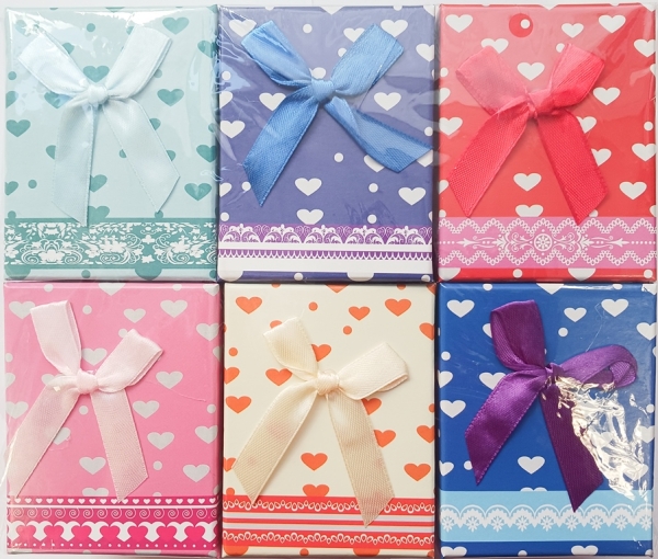 GIFT BOX FOR SET - 7x9x3cm - RIBBON 14 - MIX COLORS - PACKAGE 12pcs.