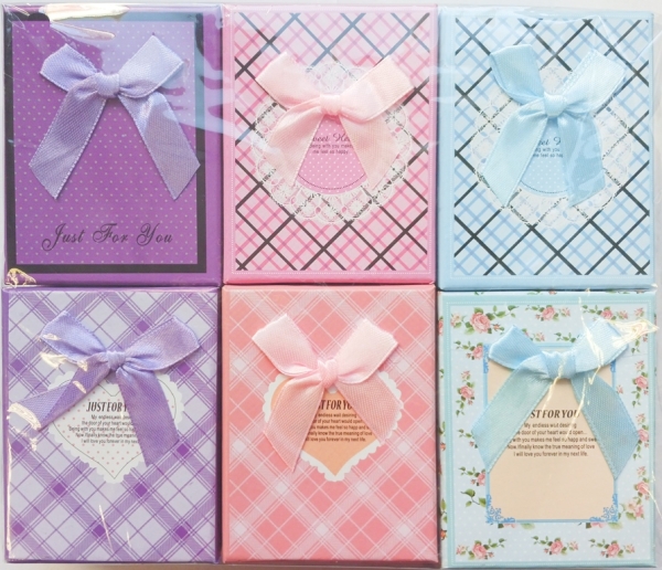 GIFT BOX FOR SET - 7x9x3cm - RIBBON 15 - MIX COLORS - PACKAGE 12pcs.