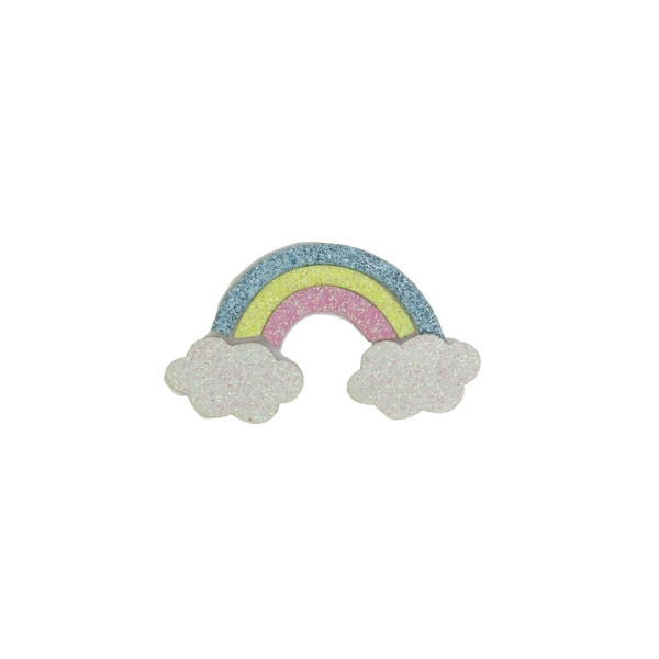 TEXTILE BEADS - FELT - CLOUDS AND RAINBOW 01 - 50x30mm WHITE - PACKAGE 15pcs.