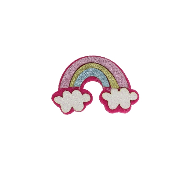 TEXTILE BEADS - FELT - CLOUDS AND RAINBOW 01 - 53x35mm CYCLAMEN - PACKAGE 15pcs.