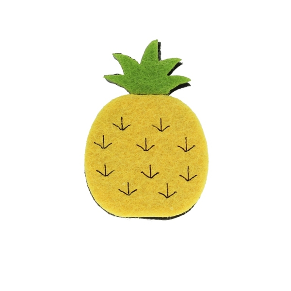 TEXTILE BEADS - FELT - PINEAPPLE 01 - 35x48mm YELLOW - PACKAGE 25pcs.