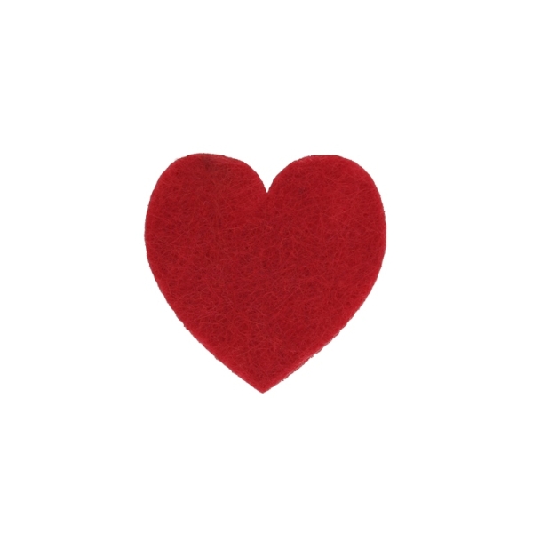 TEXTILE BEADS - FELT - HEART 01 - 35x34mm RED - PACKAGE 50pcs.