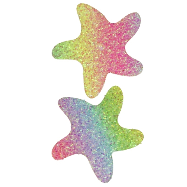 TEXTILE BEADS - FELT - STARFISH 01 - 64x60mm RAINBOW OVERFLOW - PACKAGE 15pcs.