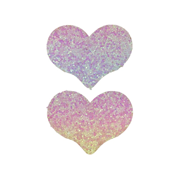 TEXTILE BEADS - FELT - HEART 02 - 48x40mm RAINBOW OVERFLOW - PACKAGE 15pcs.