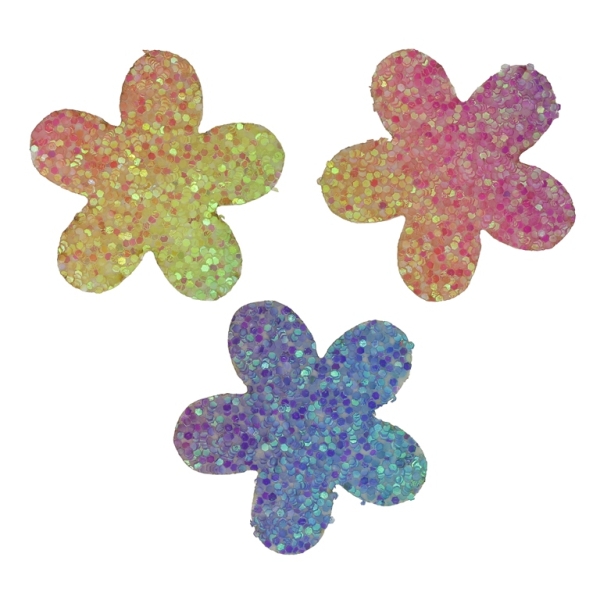 TEXTILE BEADS - FELT - FLOWER 02 - 32x33mm RAINBOW OVERFLOW - PACKAGE 25pcs.