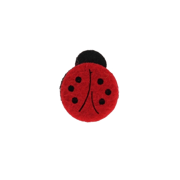 TEXTILE BEADS - FELT - LADYBUG 02 - 16x20mm RED AND BLACK - PACKAGE 25pcs.