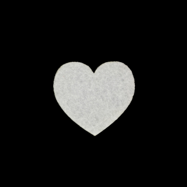 TEXTILE BEADS - FELT - HEART 01 - 40x35mm WHITE - PACKAGE 50pcs.