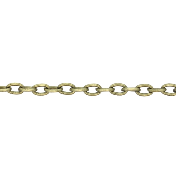 METAL CHAIN - CABLE OVAL - 1.0x5.5x3.5mm ANTIQUE BRONZE - ROLL 100meters