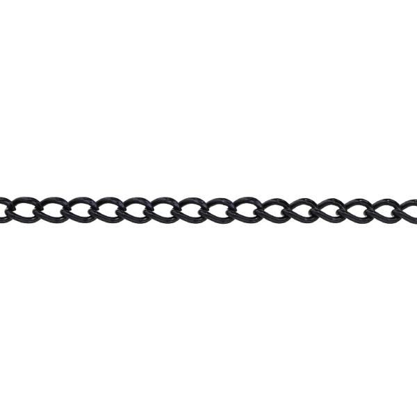 METAL CHAIN - TAIL EXTENSION EXTENSION - 0.8x4.5x3.5mm BLACK - NICKEL FREE - ROLL 100meters