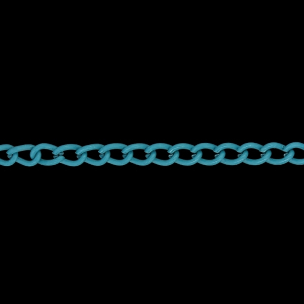 METAL CHAIN - COLORFUL - TAIL EXTENSION EXTENSION - 1.0x6.5x3.5mm TURQUOISE - ROLL 100meters