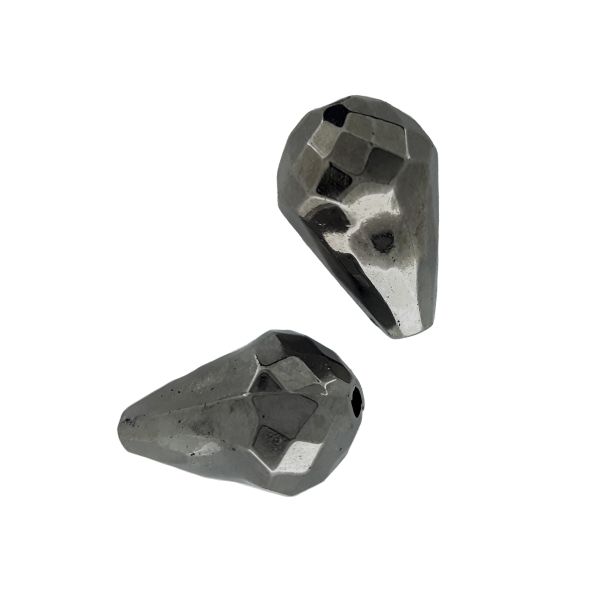 METAL PLATED PLASTIC / CCB BEADS - DROP FACETED - 14.5x10mm OXIDIZED - PACKAGE 500g Hole-1.8mm (820pcs.)