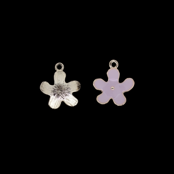 METAL BEADS WITH ENAMEL - UV - PENDANT - FLOWER 17 - 18x20x4mm GOLD AND PURPLE (LIGHT) - 4pcs. Hole-1.9mm