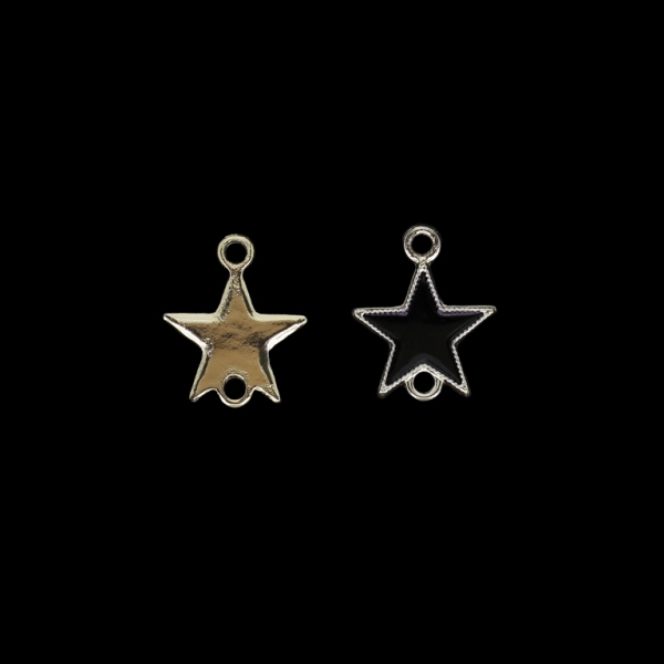 METAL BEADS WITH ENAMEL - UV - CONNECTING ELEMENT WITH 2 RINGS - STAR 05 - 19x16x2mm GOLD AND BLACK - PACKAGE 30pcs. Hole-2.3mm