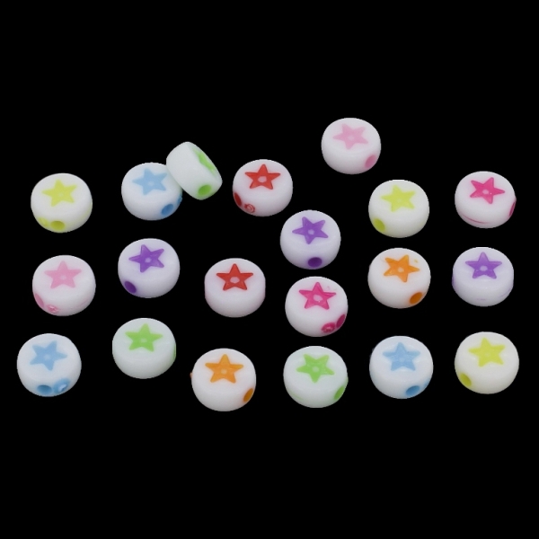 ACRYLIC BEADS - DISK STAR - 7x4mm MIX (LIGHT) - PACKAGE 500g Hole-1.8mm (3750pcs.)