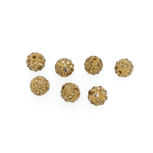 SHAMBALA TYPE - POLYMER WITH CRYSTALS - BALL - 10mm GOLD 03 - 10pcs. Hole-2.0mm 