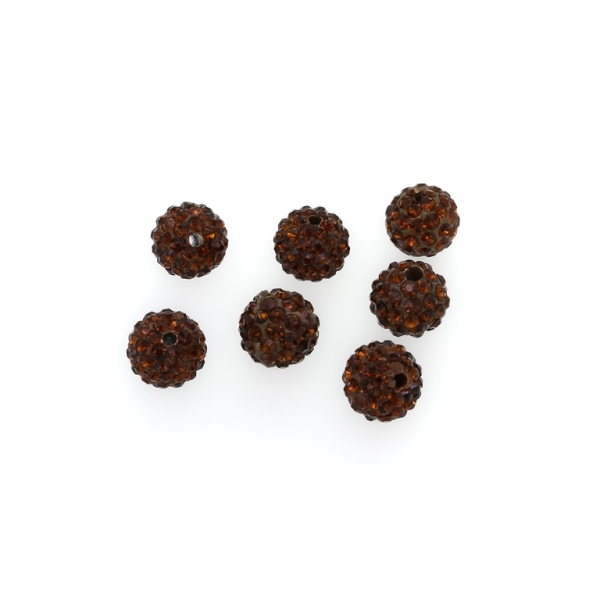 SHAMBALA TYPE - POLYMER WITH CRYSTALS - BALL - 10mm BROWN 04 - 10pcs. Hole-2.0mm 