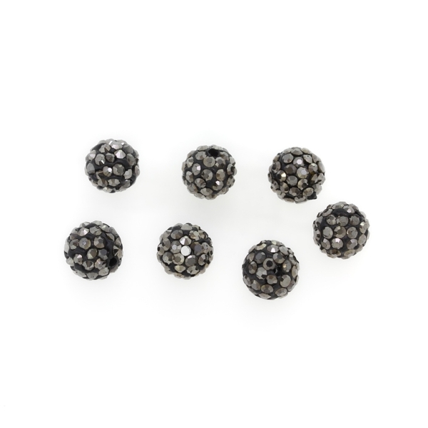 SHAMBALA TYPE - POLYMER WITH CRYSTALS - BALL - 10mm HEMATITE 19 - 10pcs. Hole-2.0mm 