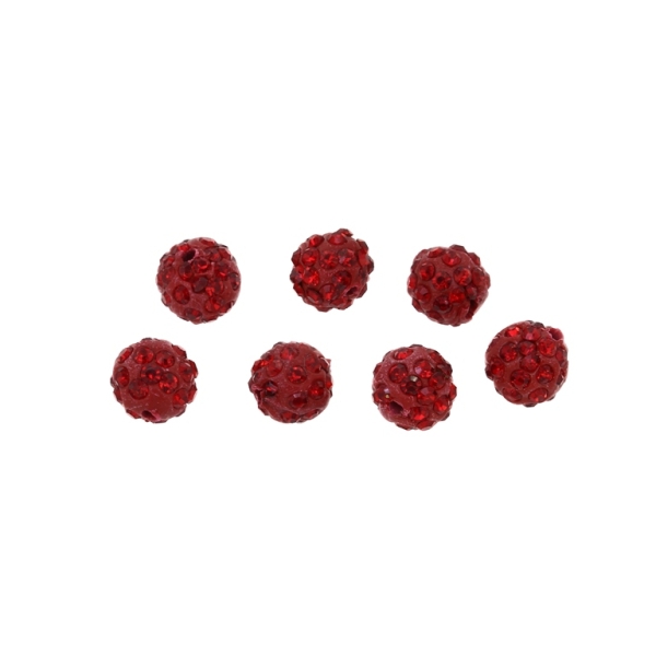 SHAMBALA TYPE - POLYMER WITH CRYSTALS - BALL - 10mm RED 05 - 10pcs. Hole-2.0mm 