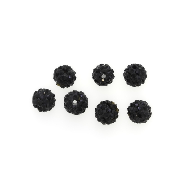 SHAMBALA TYPE - POLYMER WITH CRYSTALS - BALL - 10mm BLACK 06 - 10pcs. Hole-2.0mm 