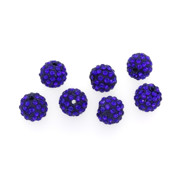 SHAMBALA TYPE - POLYMER WITH CRYSTALS - BALL - 12mm BLUE 09 - 5pcs. Hole-2.2mm 