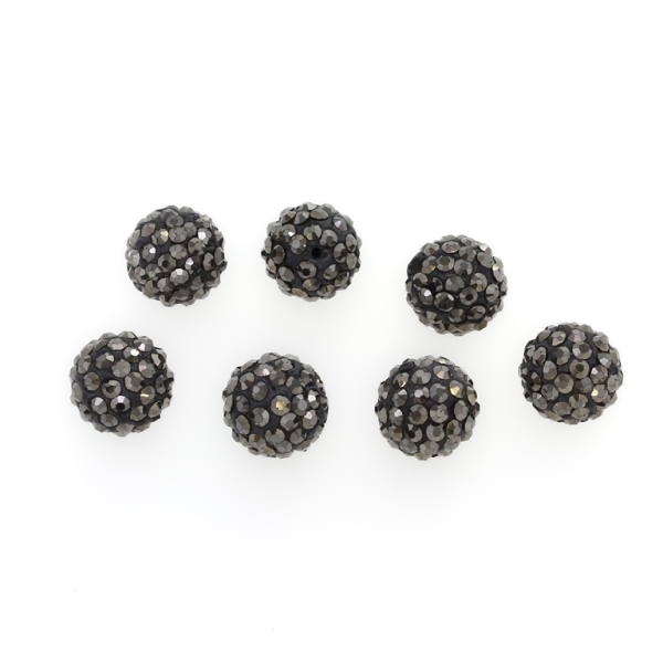 SHAMBALA TYPE FOR PIN - POLYMER WITH CRYSTALS - BALL - 12mm HEMATITE 19 - 5pcs. Hole-1.0mm 