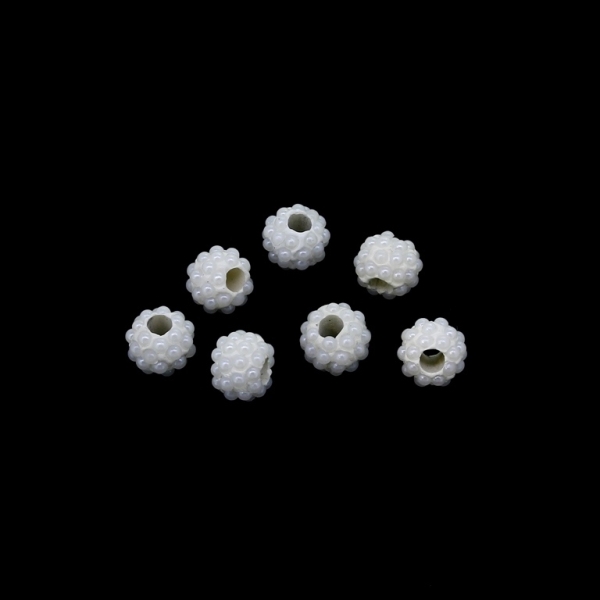 SHAMBALA TYPE - POLYMER WITH PEARLS - BALL - 7x8mm WHITE - 10pcs. Hole-3.0mm