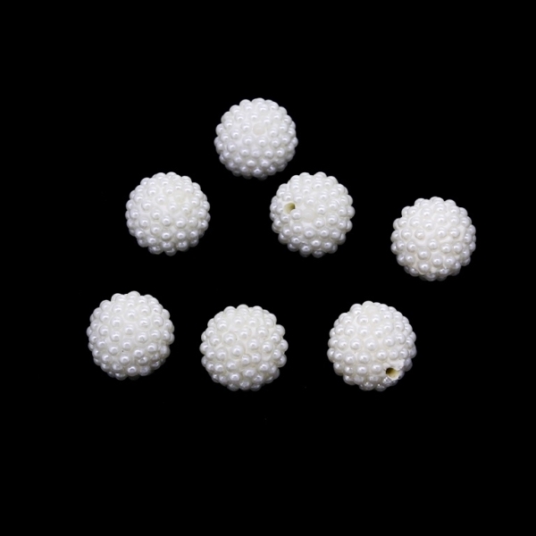 SHAMBALA TYPE - POLYMER WITH PEARLS - BALL FOR PIN - 12mm ECRU - PACKAGE 50pcs. Hole-1.0mm