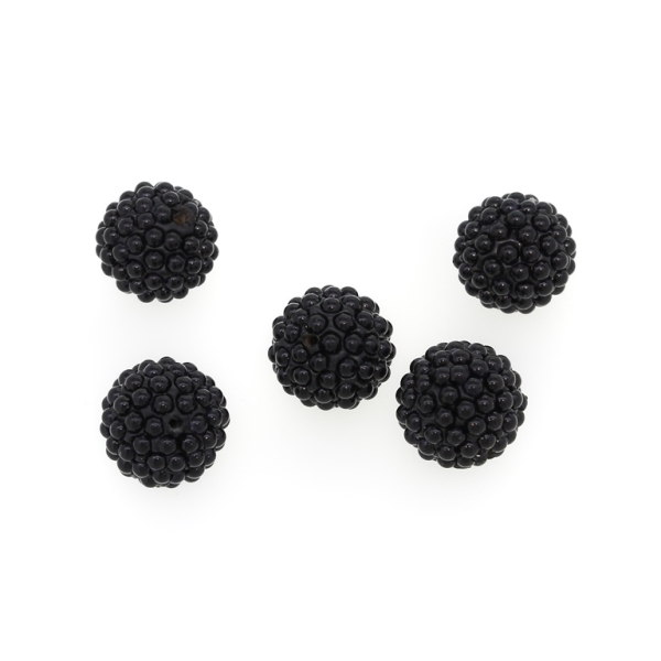 SHAMBALA TYPE - POLYMER WITH PEARLS - BALL FOR PIN - 14mm BLACK - PACKAGE 50pcs. Hole-1.0mm