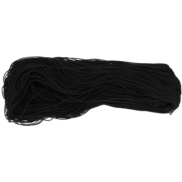 TEXTILE ELASTIC - 1mm - BLACK 01 - PACKAGE 10x16meters