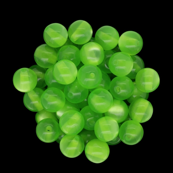 RESIN PLASTIC BEADS - CAT'S EYE - BALL - 10mm GREEN (LIGHT) - 25pcs. Hole-2.0mm