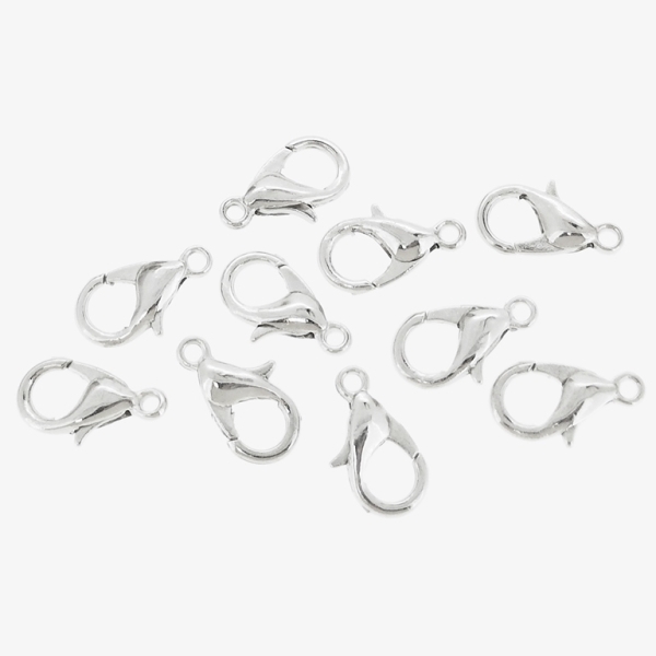 METAL ELEMENTS - LOBSTER CLAW CLASP PARROT CLOSURE - 7x12x3mm NICKEL COLOR  - NICKEL FREE - PACKAGE 1000pcs. Hole-1.4mm