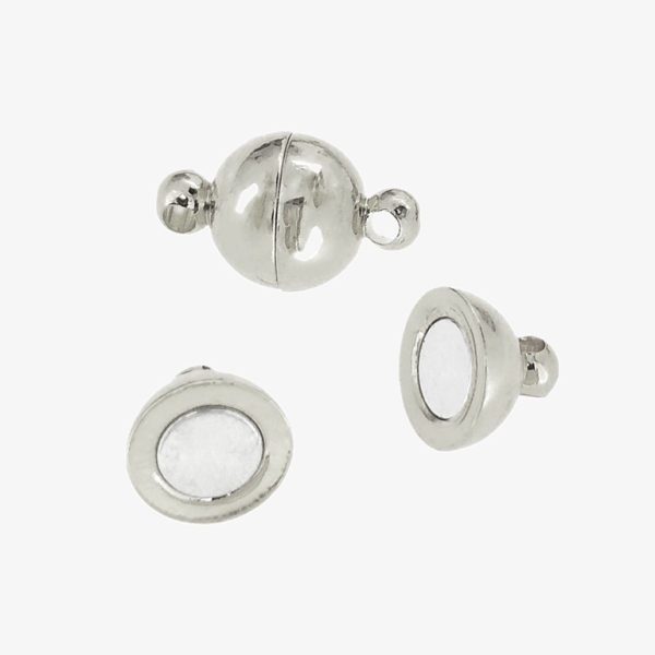 METAL ELEMENTS - ROUND BALL MAGNETIC CLASP - 8x13mm NICKEL COLOR  - NICKEL FREE - 1pcs. Hole-1.6mm