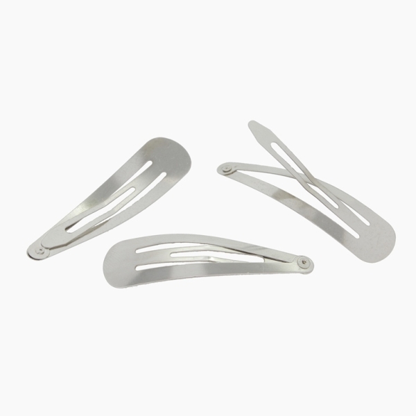 METAL ELEMENTS - METAL SNAP HAIR CLIP WITHOUT HOLE - 48x14mm NICKEL COLOR - 10pcs.