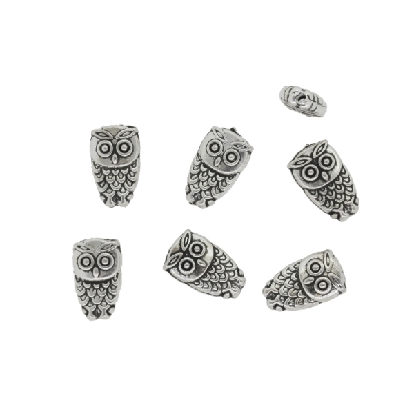 METAL BEADS - OWL 04 - 11x7x3mm NICKEL - 12pcs. Hole-1.4mm