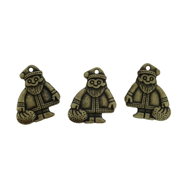 METAL BEADS - PENDANT - SANTA CLAUS 01 - 16x19x2mm ANTIQUE BRONZE - PACKAGE 55pcs. Hole-2.0mm