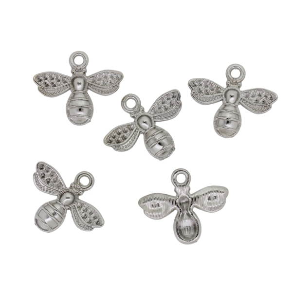 METAL BEADS - PENDANT - BEE 03 - 22x18x4mm NICKEL - 6pcs. Hole-2.2mm