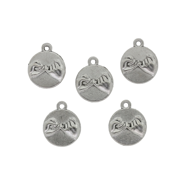 METAL BEADS - PENDANT - SYMBOL OF PROMISE 01 - 15x18x3mm NICKEL - 6pcs. Hole-1.9mm