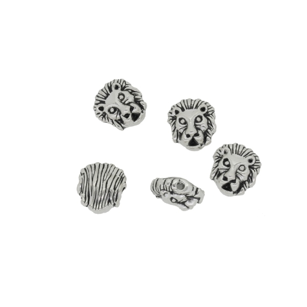 METAL BEADS - LION HEAD 01 - 11x12x6mm NICKEL - PACKAGE 50pcs. Hole-1.8mm